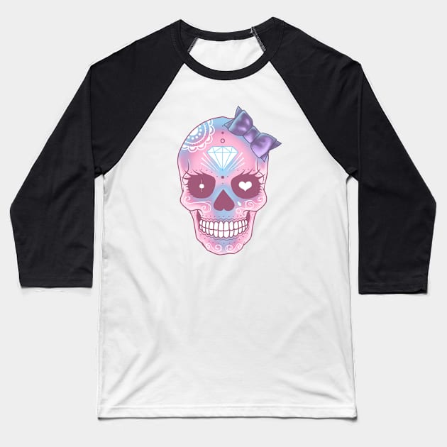 Candy skull Baseball T-Shirt by redhotpeppers